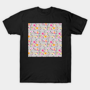 Squares &Triangles in Pink Orange T-Shirt